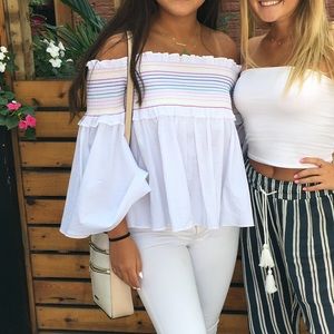 White Bell Sleeve Top